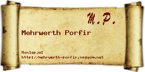 Mehrwerth Porfir névjegykártya